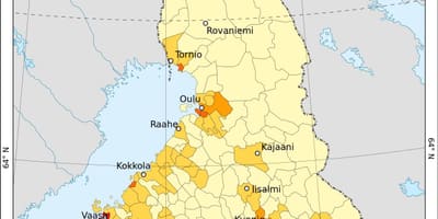 芬兰人口密度地图